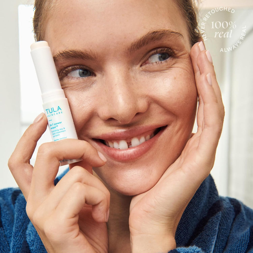 TULA Skin Care 24-7 Power Swipe Hydrating Eye Balm - Dark Circle Treatment, Instant Brightening, Portable - 0.23Oz