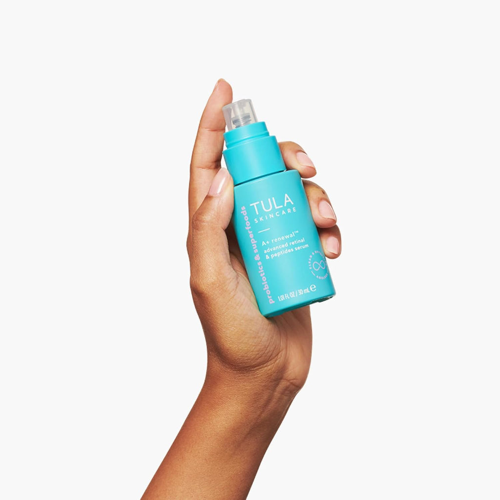 TULA Skin Care A+ Renewal Advanced Retinal + Peptides Serum - Nightly Facial Serum, Boosts Radiance and Hydrates, 1.01 Fl. Oz.