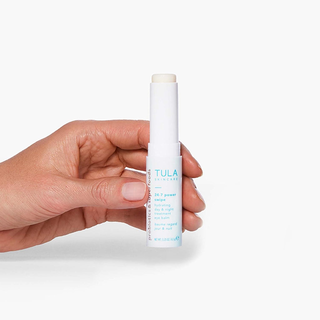 TULA Skin Care 24-7 Power Swipe Hydrating Eye Balm - Dark Circle Treatment, Instant Brightening, Portable - 0.23Oz